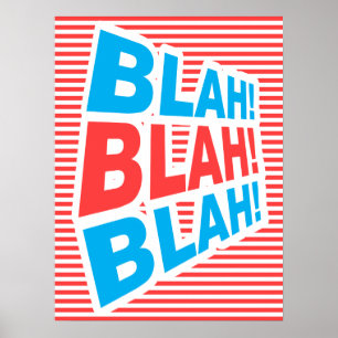 Blah, Blah, Blah, affiche drôle, affiche typograph