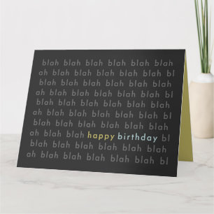 Blah Blah Blah Bonne Carte de typographie d'annive