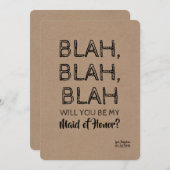 Blah Blah Funny Bridesmaid-voorstel Kaart (Voorkant / Achterkant)