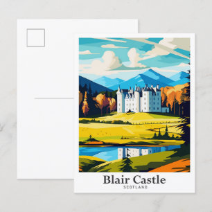 Blair Castle Schotland Vintage reisillustratie Briefkaart