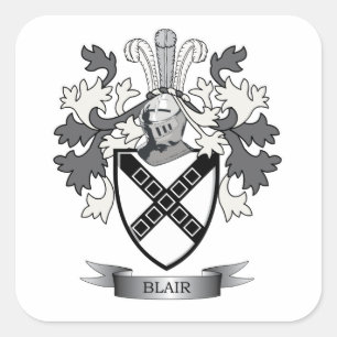 Blair Family Crest Coat of Arms Vierkante Sticker