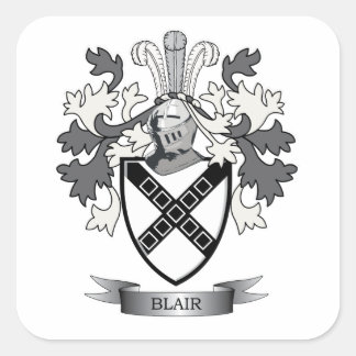 Blair Family Crest Coat of Arms Vierkante Sticker