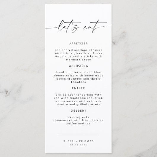 BLAIR Modern Bohemian Dîners Menu (Devant)