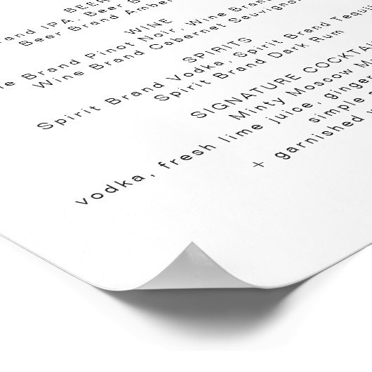 BLAIR Modern Bohemian Let's Drink Bar Menu Poster (Hoek)