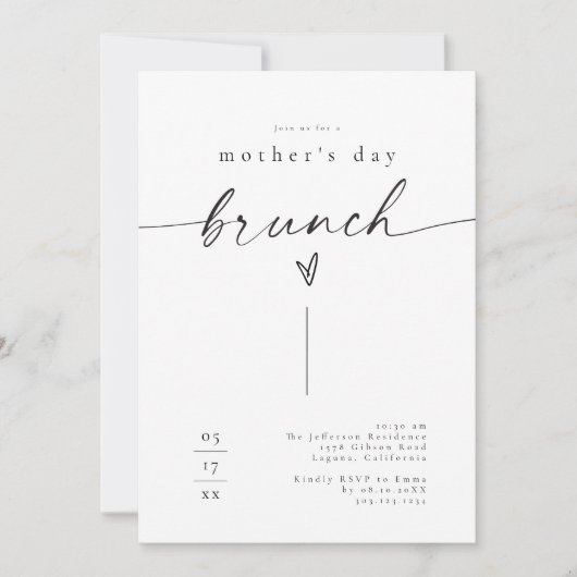 BLAIR Modern Minimalist Heart Moederdag Brunch Kaart (Voorkant)