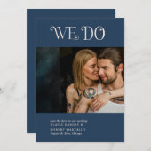 Blaire Navy Blue Modern Wedding Save The Date (Voorkant / Achterkant)