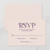 Blaire Paarse bruiloft RSVP Kaartje (Voorkant / Achterkant)