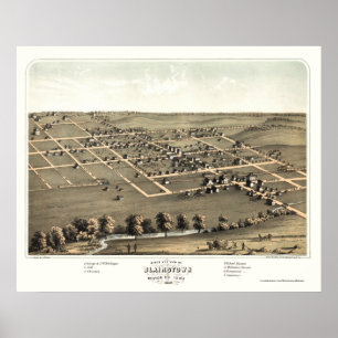 Blairstown, IA Panoramic Map - 1868 Poster