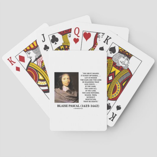 Blaise Pascal Gain Loss Wagering God bestaat citaa Pokerkaarten (Achterkant)