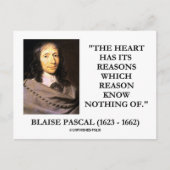 Blaise Pascal Heart Reasons Reason Ken niets Briefkaart (Voorkant)