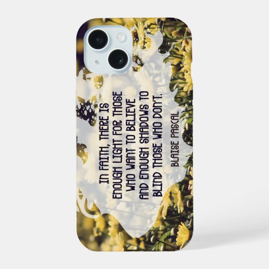 Blaise Pascal Inspirerend quote "In Faith" iPhone 15 Hoesje (Achterkant)