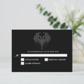 Blak Gothic Halloween Wedding RSVP Card (Debout devant)
