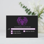 Blak purple Gothic Halloween Wedding RSVP Card (Debout devant)
