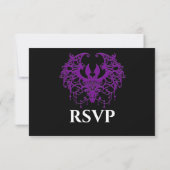 Blak purple Gothic Halloween Wedding RSVP Card (Dos)
