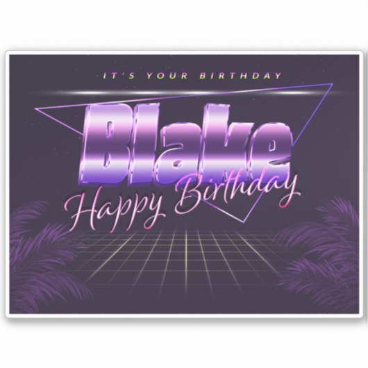Blake Name Vorname lila retro Sticker Geburtstag (Voorkant)