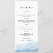 BLAKELY Dusty Blue Watercolor Plage Menu Mariage (Devant)