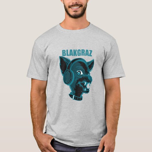 Blakgraz Lucy le chien avec casque T-shirt (Devant)
