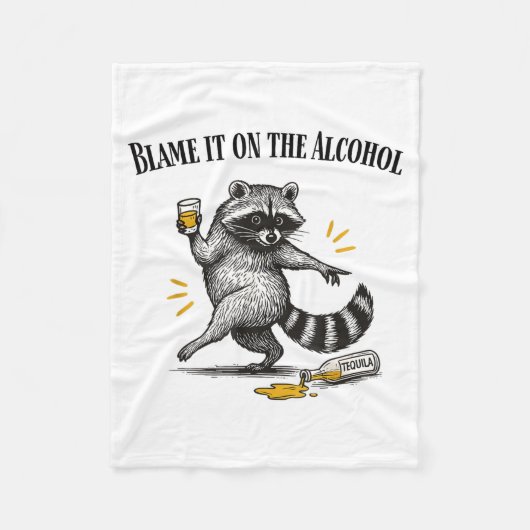 Blame It On The Alcohol Drunk Raccoon Meme Trashed Fleece Deken (Voorkant)