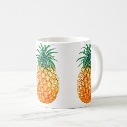Blanc à la mode d'ananas tasse blanche classique (Devant droit)