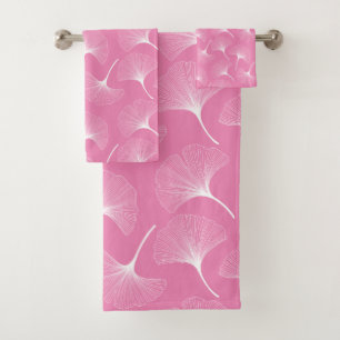 Blanc abstrait délicat motif feuille sur rose