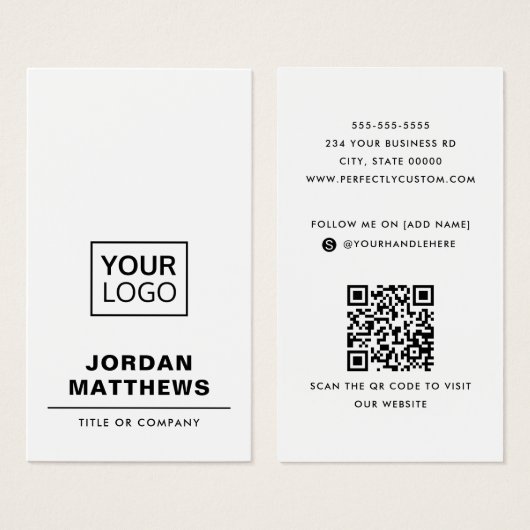 Blanc ajouter le logo social media QR code carte d (Devant & derrière)