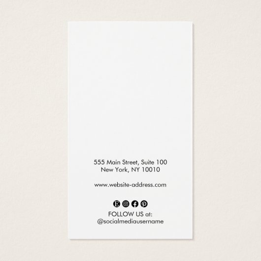 Blanc Ajouter Logo Social Media Écouter carte d'af (Dos)