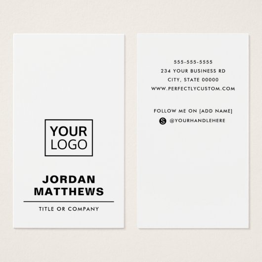 Blanc ajouter logo social media vertical carte de  (Devant & derrière)