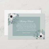 blanc anémone sauge vert carte de détails mariage (Devant / Derrière)