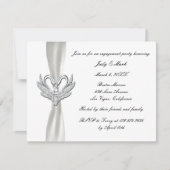 blanc Argent Swans Engagement Invitation (Devant)