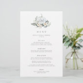 Blanc Automne Citrouille Verdure Monogramme Menu d (Debout devant)