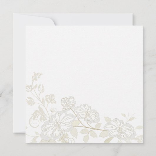 Blanc aux invitations florales blanches de mariage (Dos)