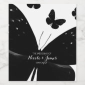 Blanc avec Black Butterflies Party Vins Étiquettes (Étiquettes simples)