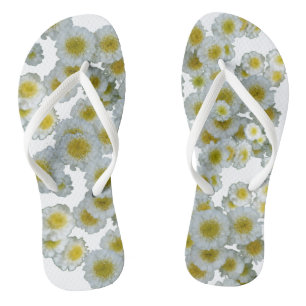 Blanc avec coeur jaune Fleurs tongs