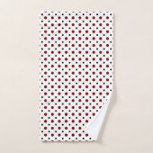 Blanc avec des pois noirs et rouges (Serviette à main)