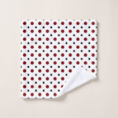 Blanc avec des pois noirs et rouges (Gant de toilette)