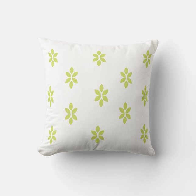 Blanc Avec Feuille Vert Minuscule Coussin décorati (Recto)