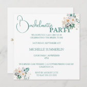 Blanc avec fleurs Bachelorette Party Invitation (Devant / Derrière)