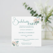 Blanc avec fleurs Bachelorette Party Invitation (Debout devant)