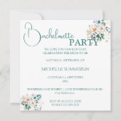 Blanc avec fleurs Bachelorette Party Invitation (Devant)