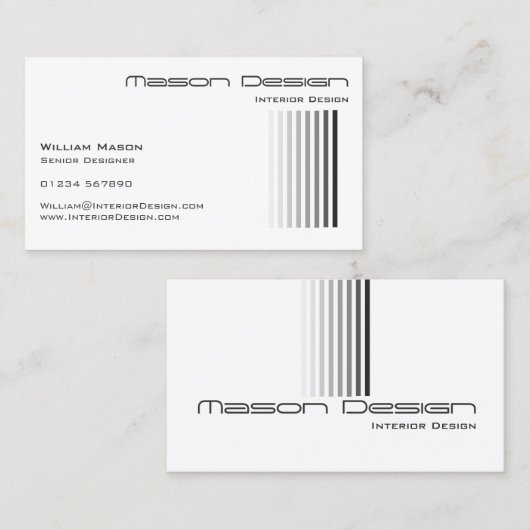 Blanc avec Gris - Carte de visite (Devant / Derrière)