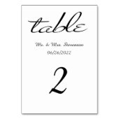 Blanc avec nom noir et numéro de table de date (Dos)
