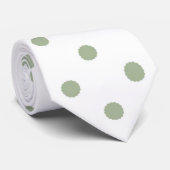 Blanc avec points verts Sage (Noël 1) Cravate masc (Roulé)