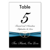Blanc avec Ruban de Satin Bleu - Numéros de Table (Dos)
