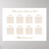 Blanc Beige doré 8 Table Mariage Tableau de siège (Devant)