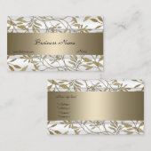 Blanc Beige Floral Élégant Carte de visite 3 (Devant / Derrière)