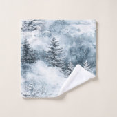 Blanc Bleu Arbres de Noël Neige d'hiver (Gant de toilette)