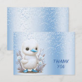 Blanc Bleu canard Carte de remerciements Floral (Devant / Derrière)