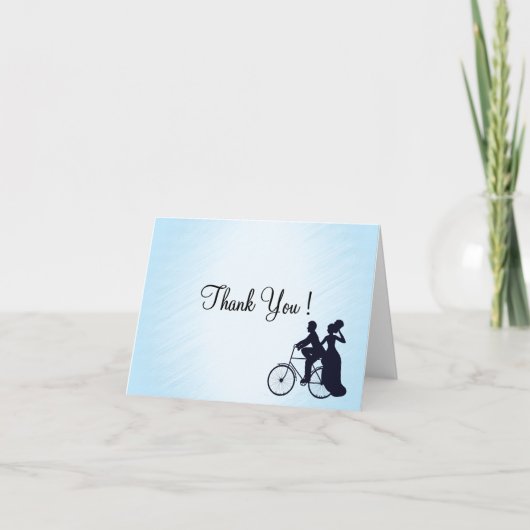 Blanc bleu de Merci de mariage de bicyclette à (Devant)