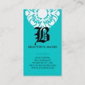 Blanc bleu de monogramme de damassé de cartes de (Dos)