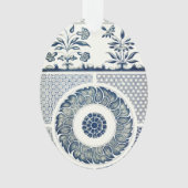 Blanc bleu Floral chinois rond (devant)